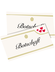 Schritt 2: Etiketten gestalten – zwei Etiketten mit der Aufschrift „Botschaft“.